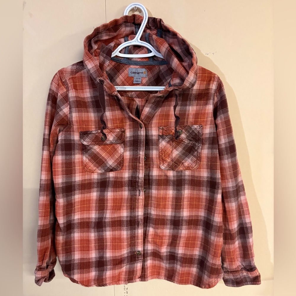Carhartt Youth Red and Brown Plaid Shirt